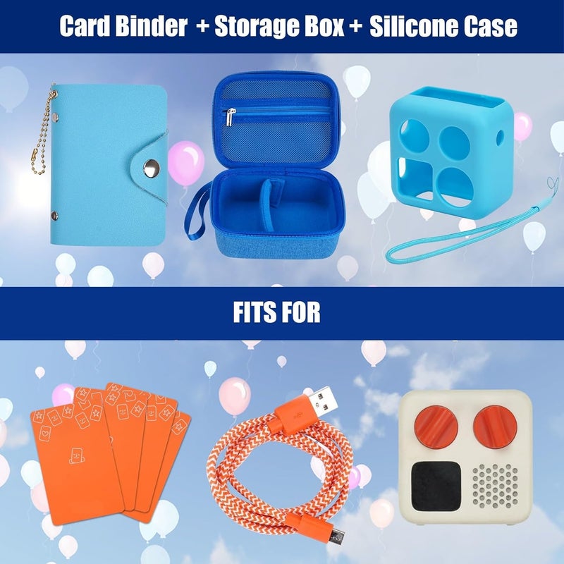 YouKnow Hard Case and Silicone Cover for Yoto Mini Player, Kids Audio Music Accessory with Card Case Holder for up to 10 Cards (Blue) - Image 2
